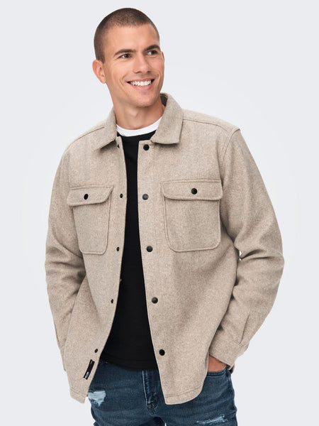 ONSASH OVR WOOLEN LOOK PKT LS
