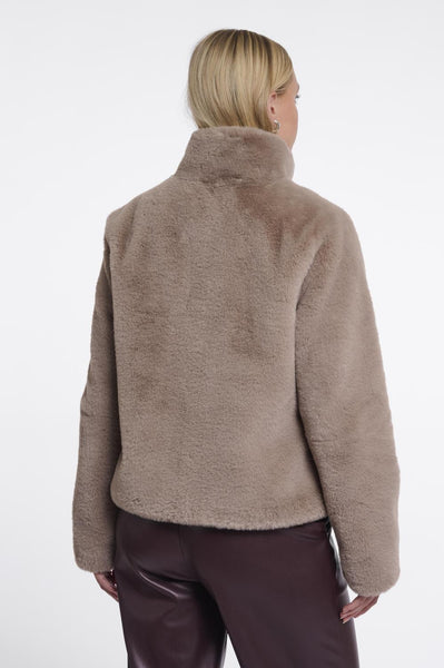 Single breasted faux fur jacke
