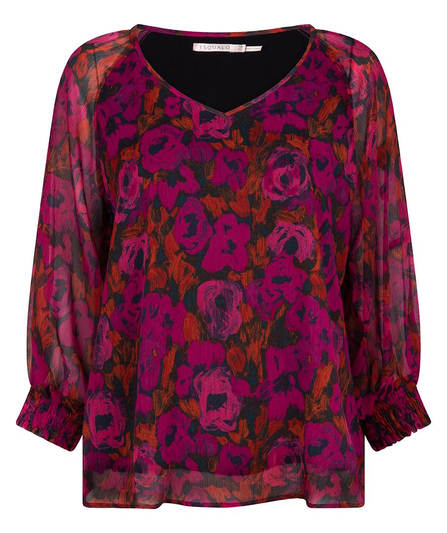 Blouse smock cuff floral wild