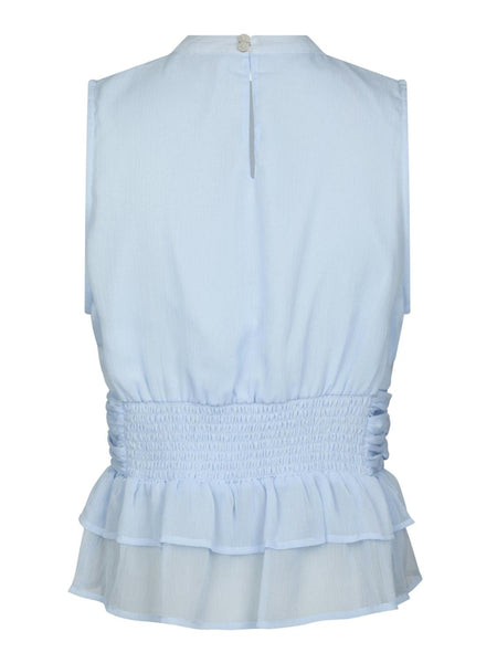 Ansol solid chiffon top blue