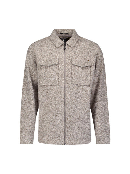 Overshirt zip wool look grey