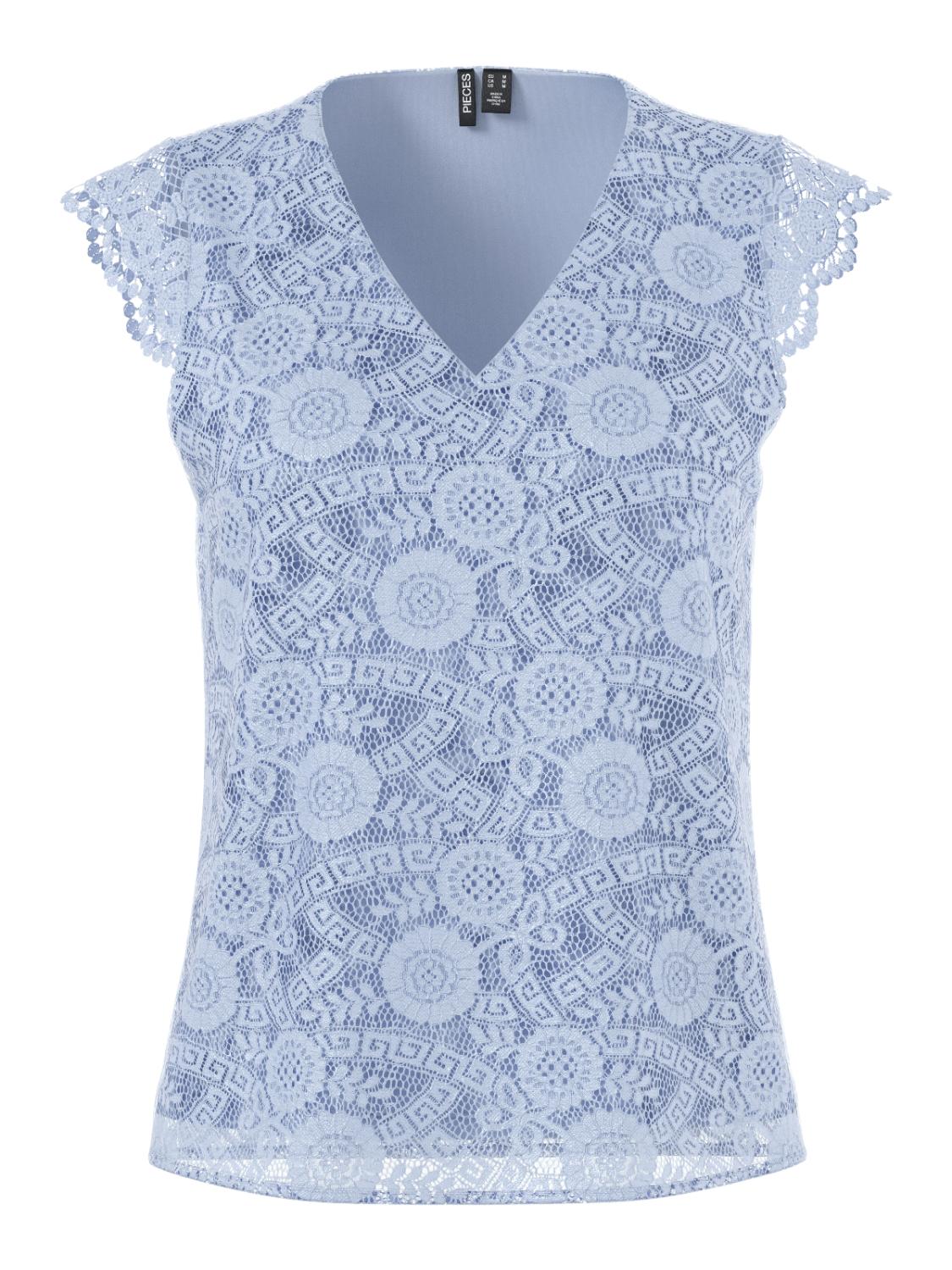 PCOLLINE SL LACE V-NECK TOP W