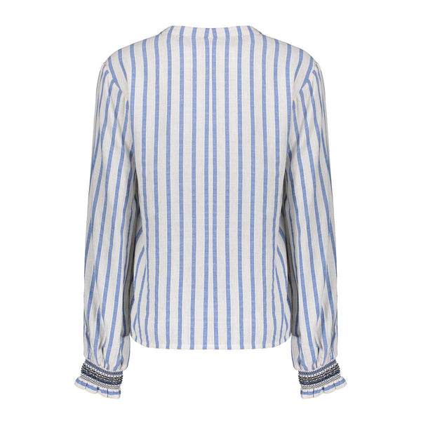 Blouse striped embroiderd cuf
