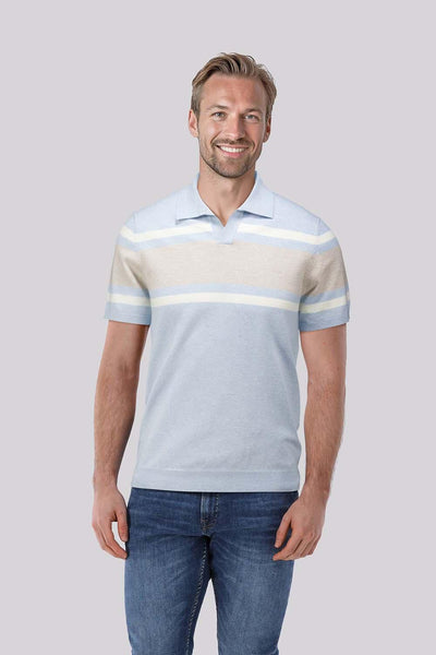Avan knitted polo stripe blue