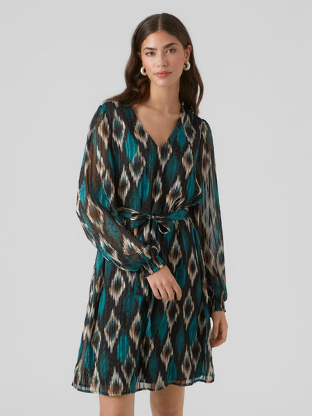 VMEDNA L/S ABK DRESS WVN BTQ