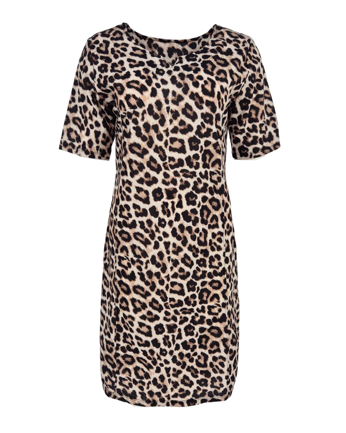 Jurk fiona panter beige
