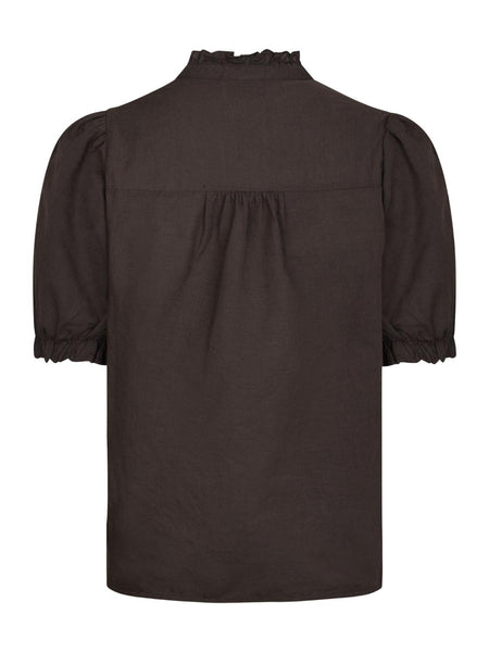 Odesa linen blouse dark brown