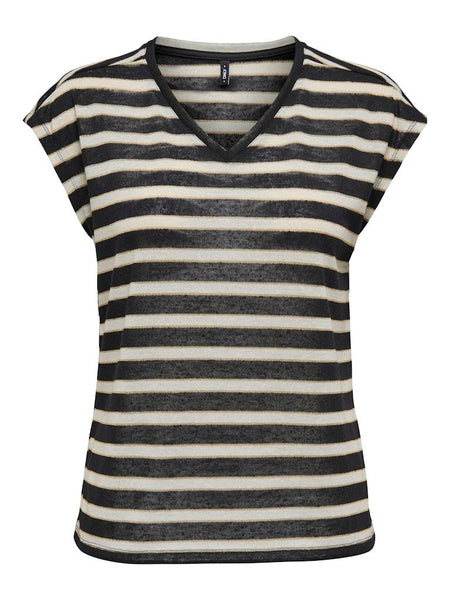 ONLFINE S/S V-NECK SHINE TOP