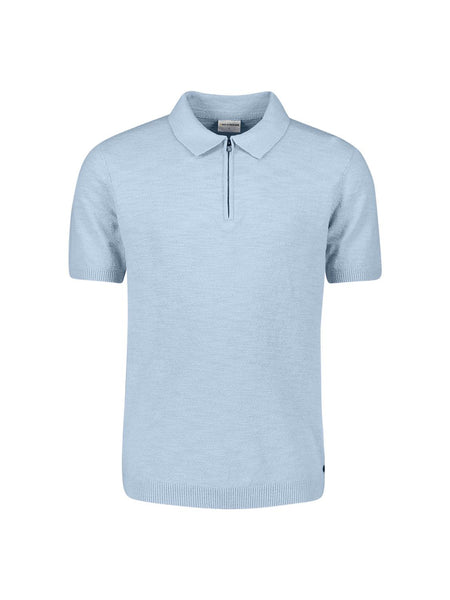 Pullover s/s polo zip blue