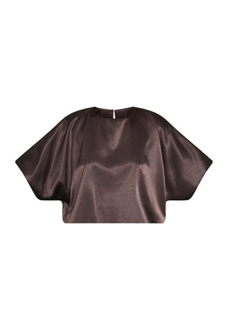 Satin gufo-top brown