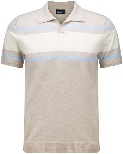 Avan knitted polo stripe pebbl