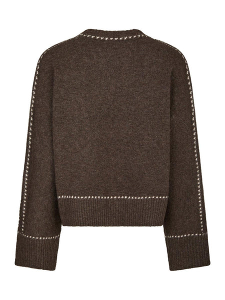 Roeme knit stitch blouse brown