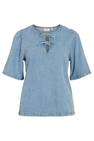 VIKIKI O-NECK 2/4 TIE DENIM T