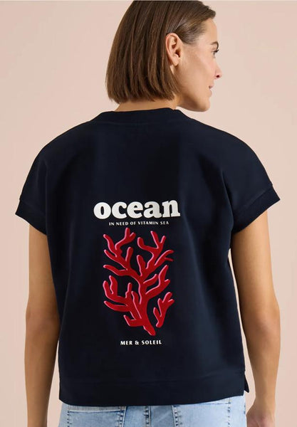 V-Neck Sweatshirt w. Print De