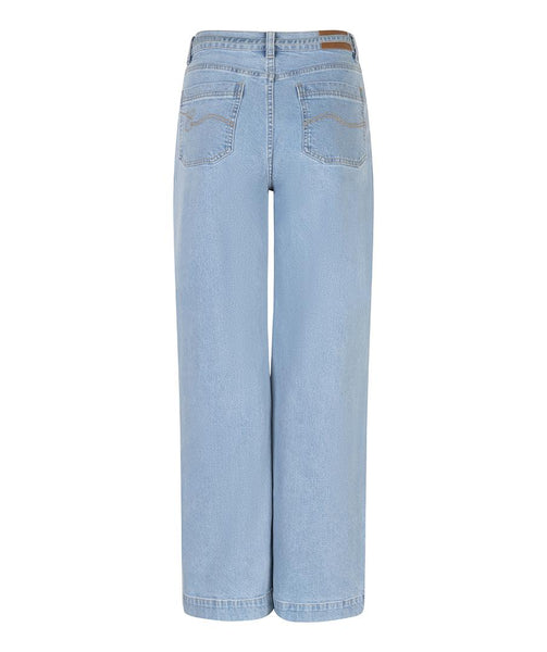 Trousers denim belt wide leg