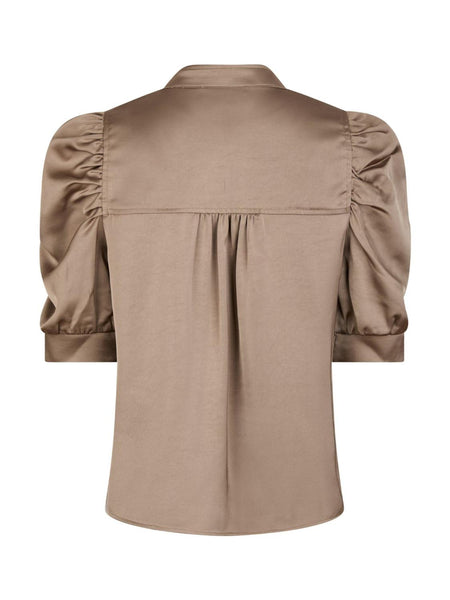 Roella sateen blouse taupe