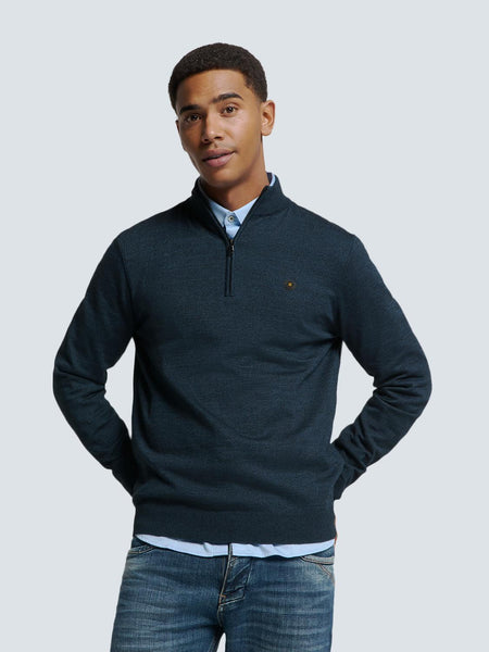 Pullover half zip melange navy