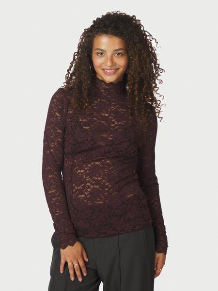 Liza lace blouse burgundy