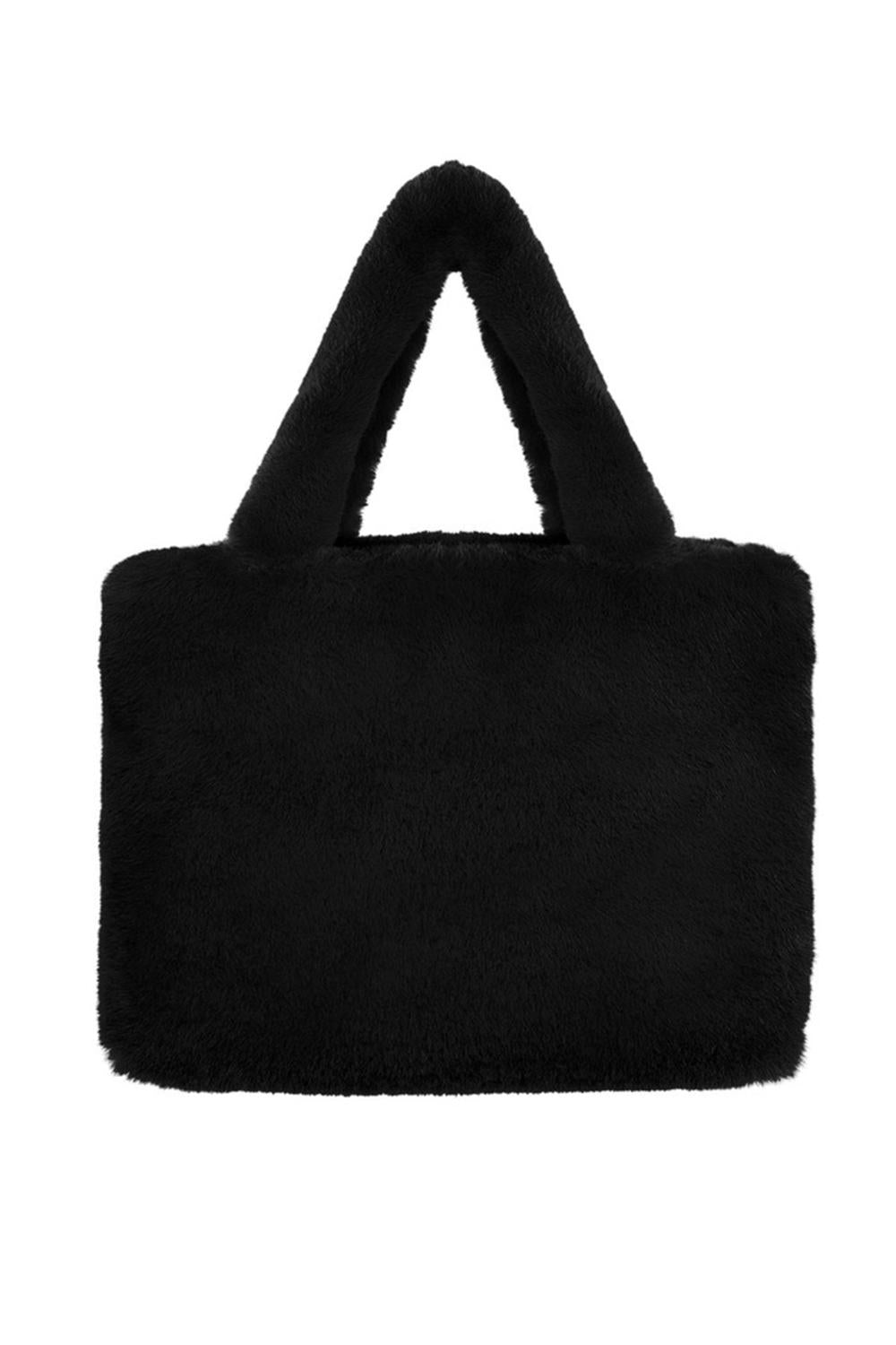 Faux fur city bag large black