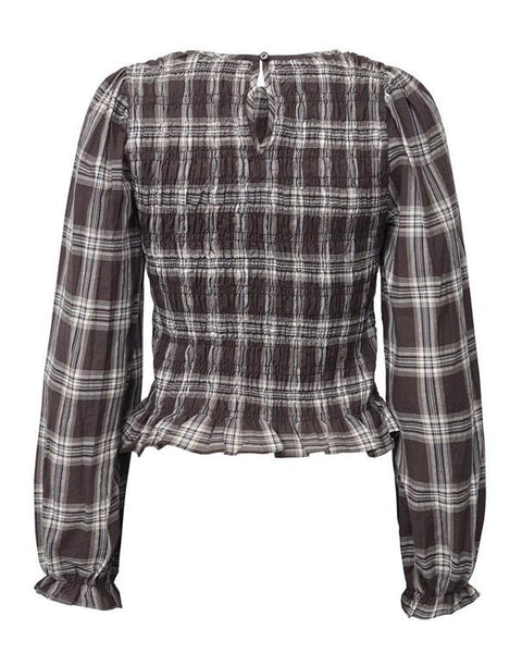 Blouse nix-ls20 brown check