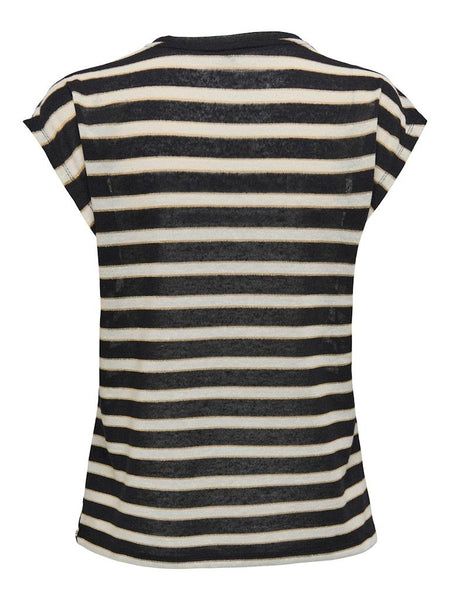 ONLFINE S/S V-NECK SHINE TOP