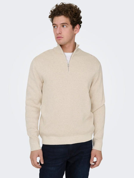 ONSTING REG HALF ZIP KNIT NOO