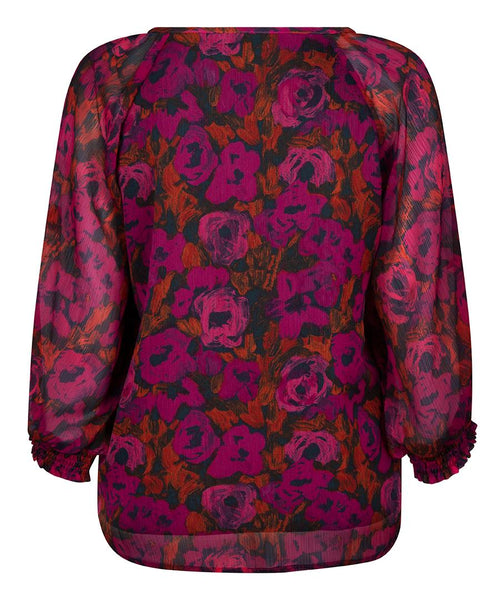 Blouse smock cuff floral wild