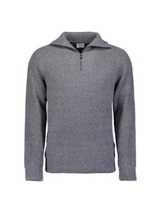 Pullover collar half zip blue