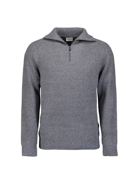 Pullover collar half zip blue