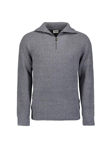 Pullover collar half zip blue