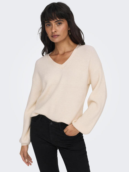 ONLKATIA LS LOOSE RIB V-NECK