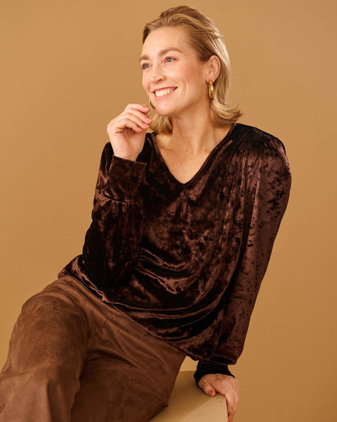 Top bella velours bruin