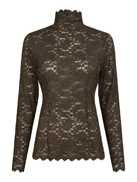 Liza lace blouse chocolate