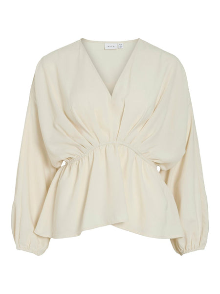 VISELIA V-NECK L/S PEPLUM TOP