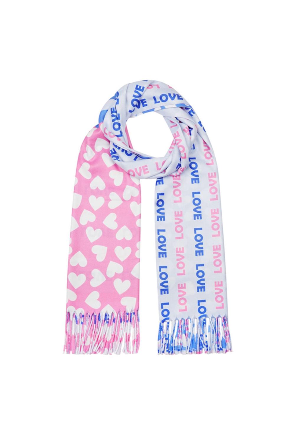 Scarf double print pink blue
