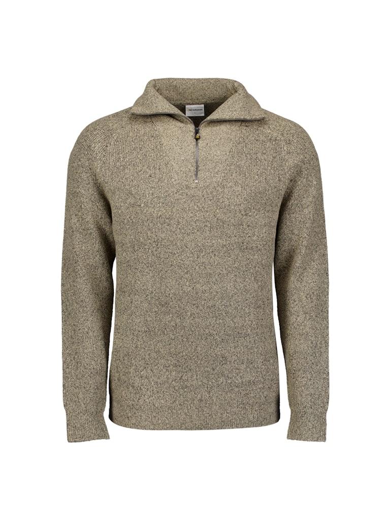 Pullover collar half zip sand