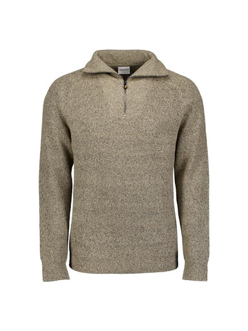 Pullover collar half zip sand