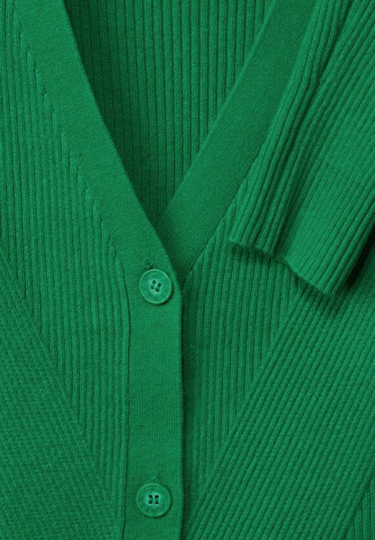 Cosy Buttoned Rib Mix Cardiga