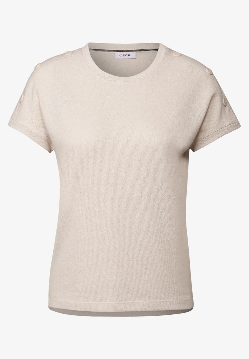 TOS Solid Crepe Button T-Shir