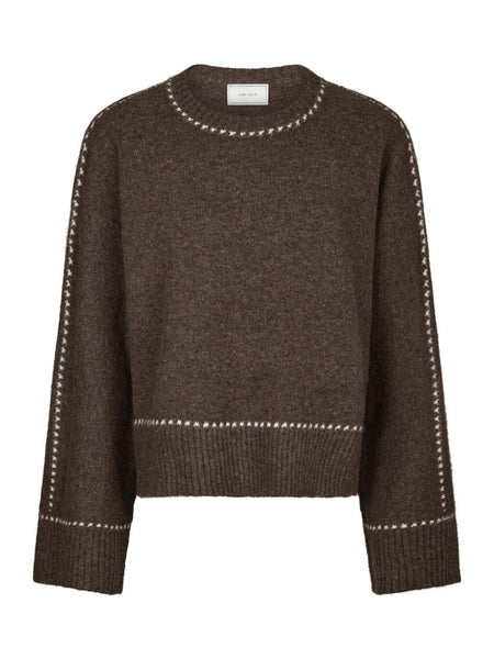 Roeme knit stitch blouse brown
