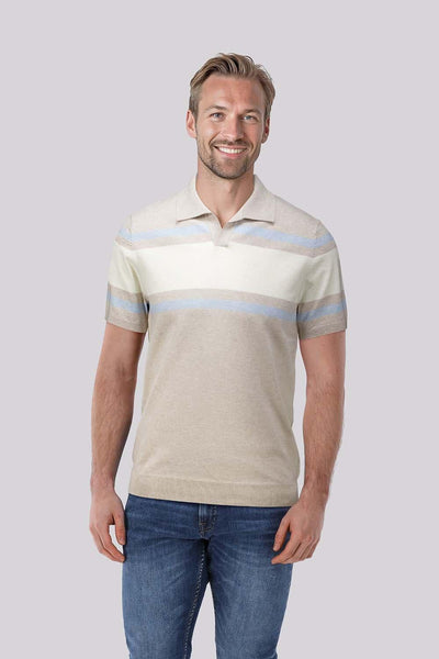 Avan knitted polo stripe pebbl
