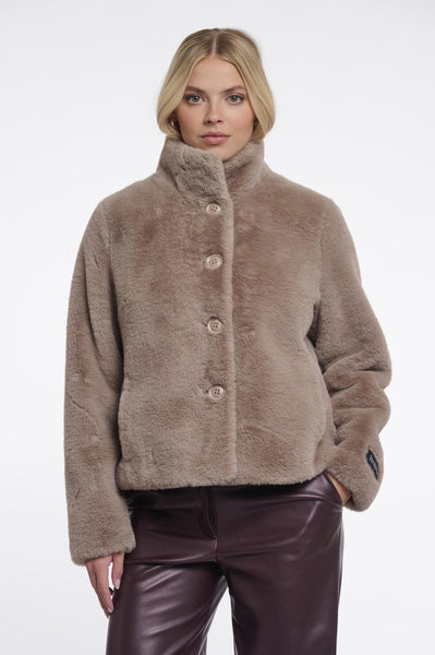 Single breasted faux fur jacke