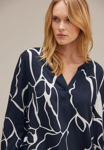 Printed splitneck blouse w ta