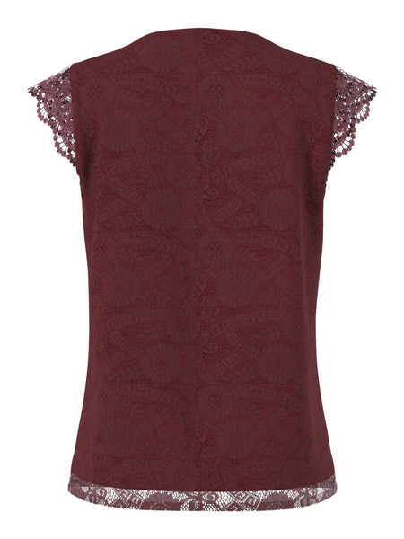 PCOLLINE SL LACE V-NECK TOP W