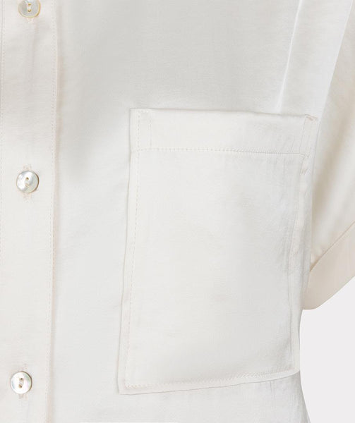 Blouse s/slve pocket satin loo