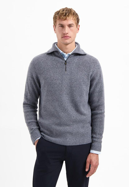 Pullover collar half zip blue