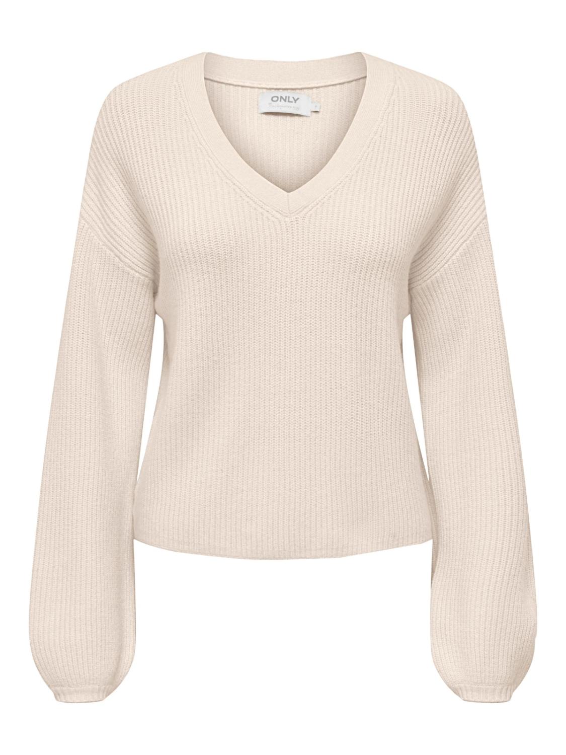 ONLKATIA LS LOOSE RIB V-NECK