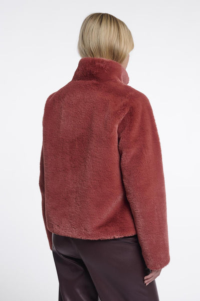 Single breasted faux fur jacke
