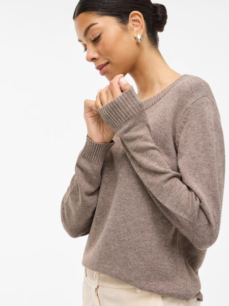 VIRIL O-NECK L/S  KNIT TOP -