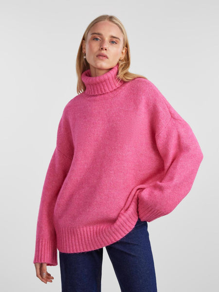 PCNANCY LS LOOSE ROLL NECK KN